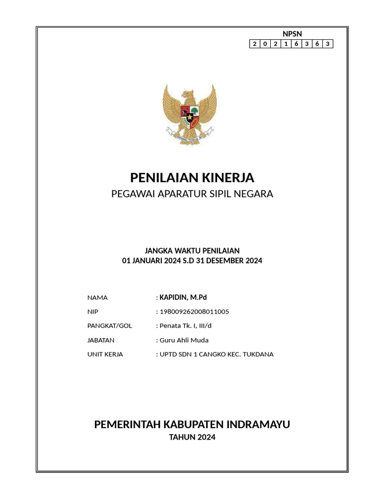 Format SKP 2024 untuk ASN Excel | PDF