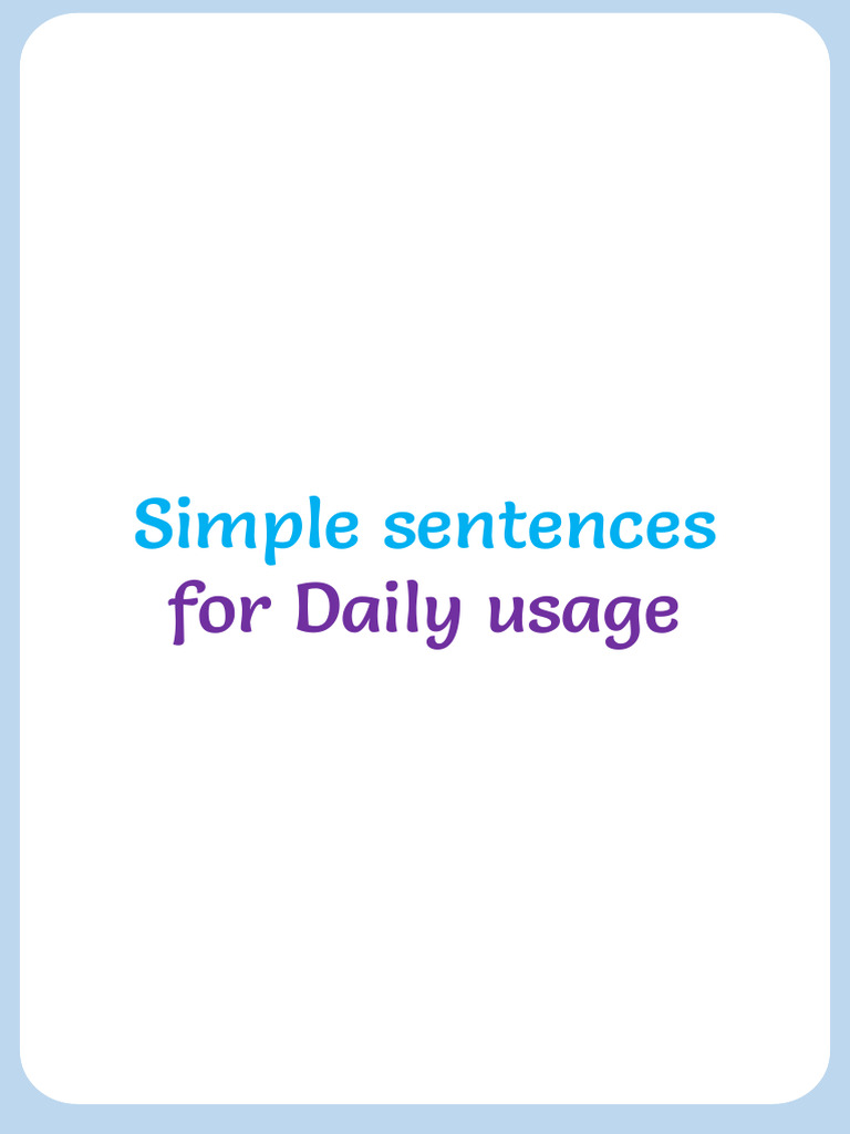 Simple Sentences for Grade 2 | PDF