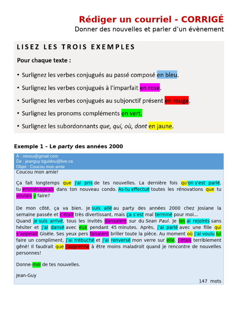 Rédaction de courriels informels | PDF