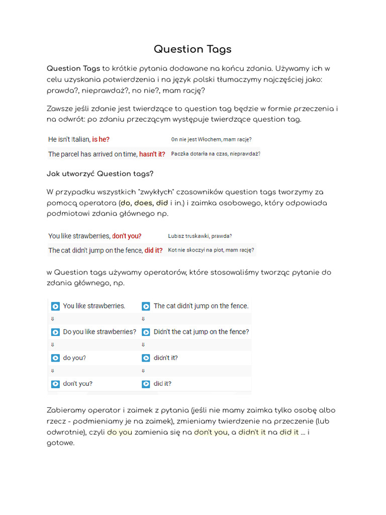 Question Tag - Teoria | PDF