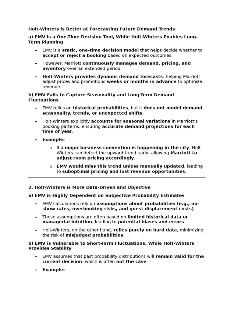 Holt-Winters vs. EMV: Demand Forecasting Insights | PDF | Business ...