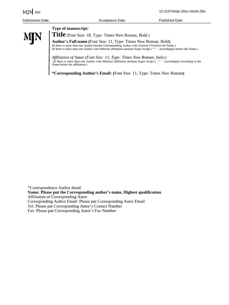 Manuscript Title Page Guidelines | PDF