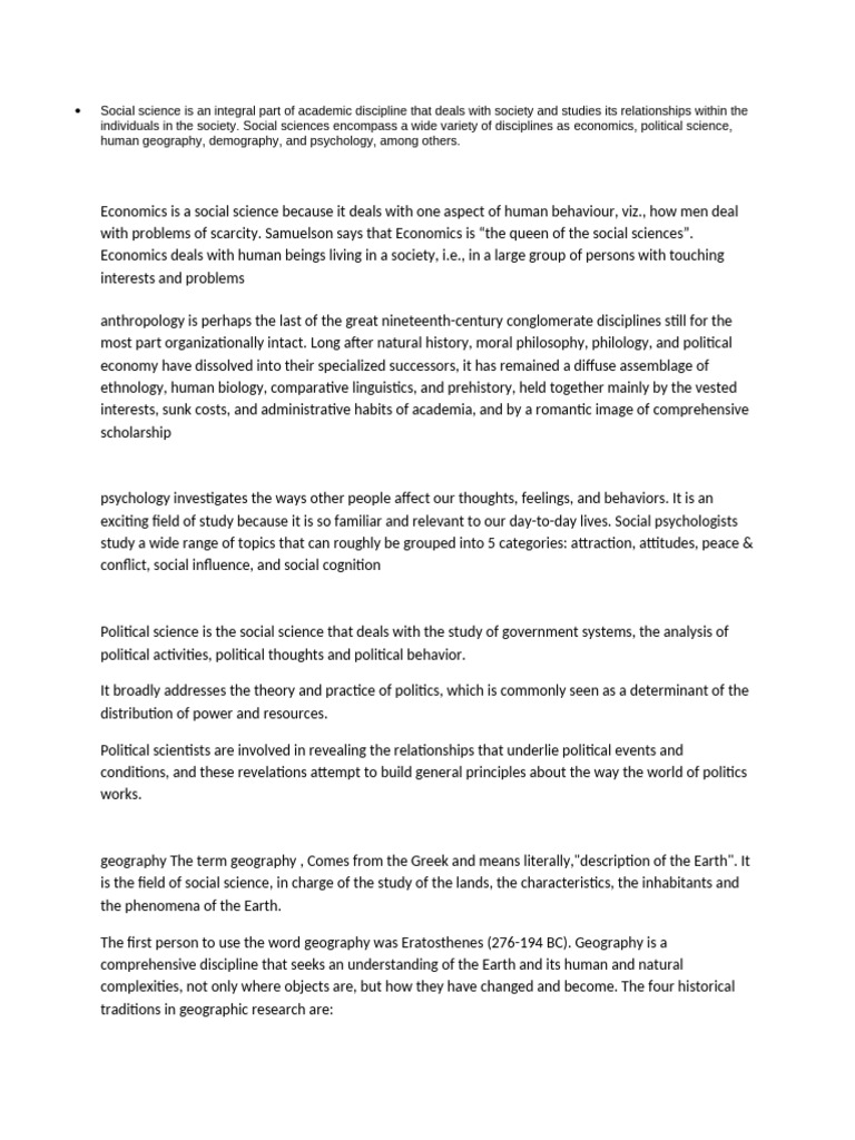 Overview of Social Science Disciplines | PDF | Social Sciences | Geography