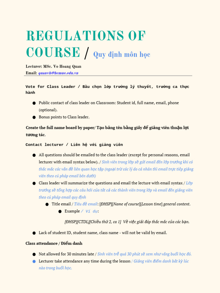 Regulations of Course | PDF