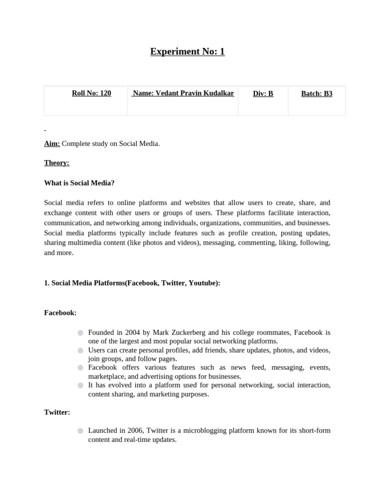 Comprehensive Study on Social Media | PDF | Popular Culture & Media ...