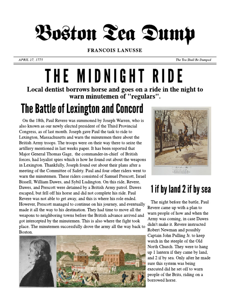 Midnight Ride and Lexington Battle | PDF | American Revolution ...