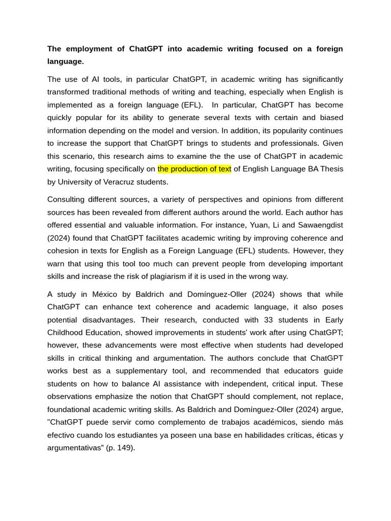 ChatGPT in EFL Academic Writing | PDF | Artificial Intelligence ...