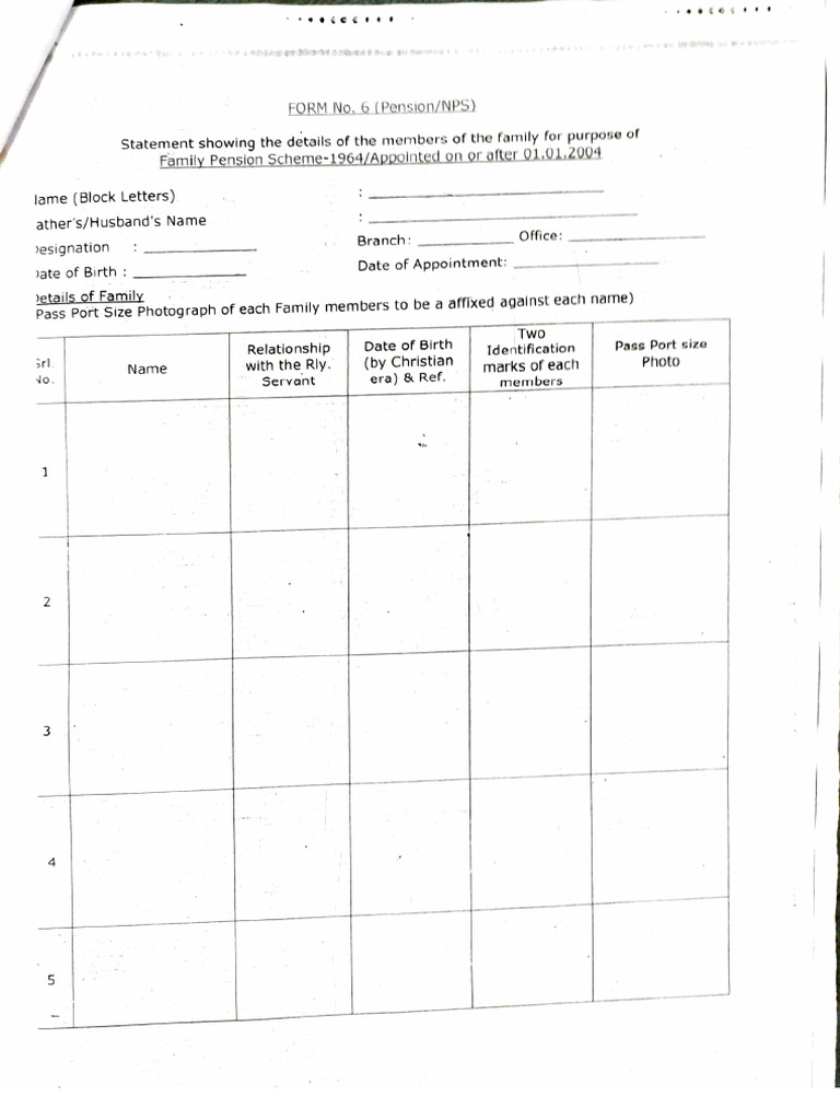 Family Pension Form 6 Details | PDF