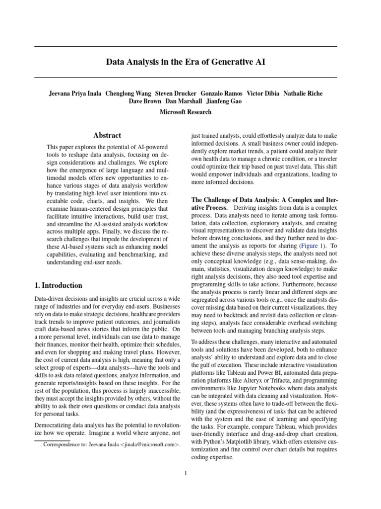 Data Analysis in The Era of Generative AI | PDF | Data Analysis ...