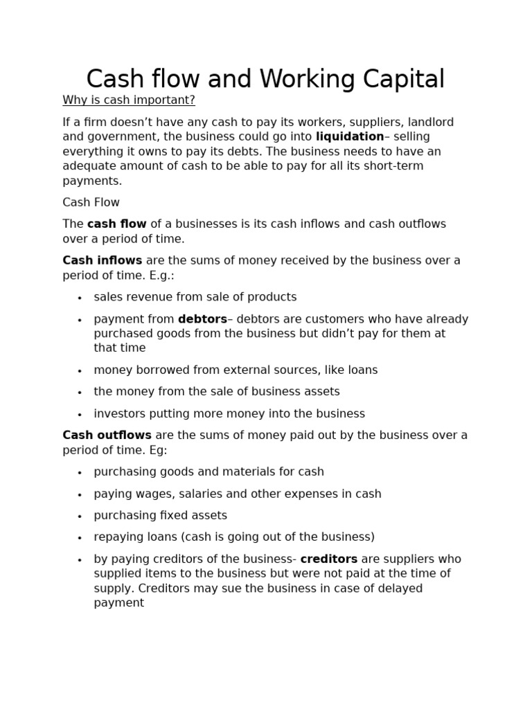 Understanding Cash Flow and Working Capital | PDF | Working Capital ...
