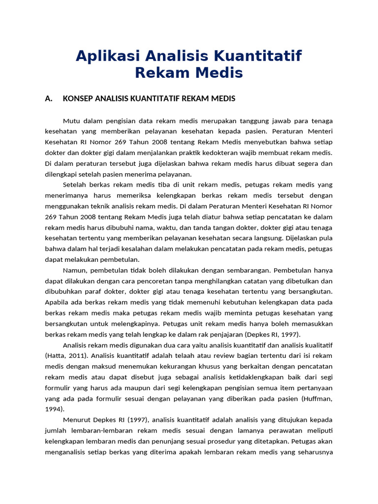 Analisis Kuantitatif Rekam Medis Pdf