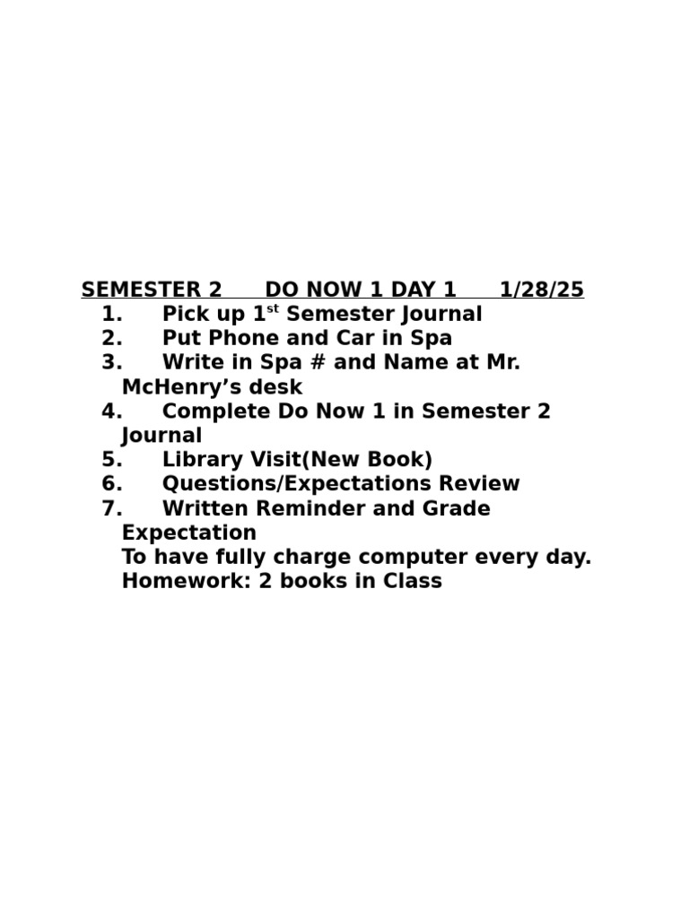 SEMESTER+2++++++DO+NOW+1+DAY+1++++++1 | PDF