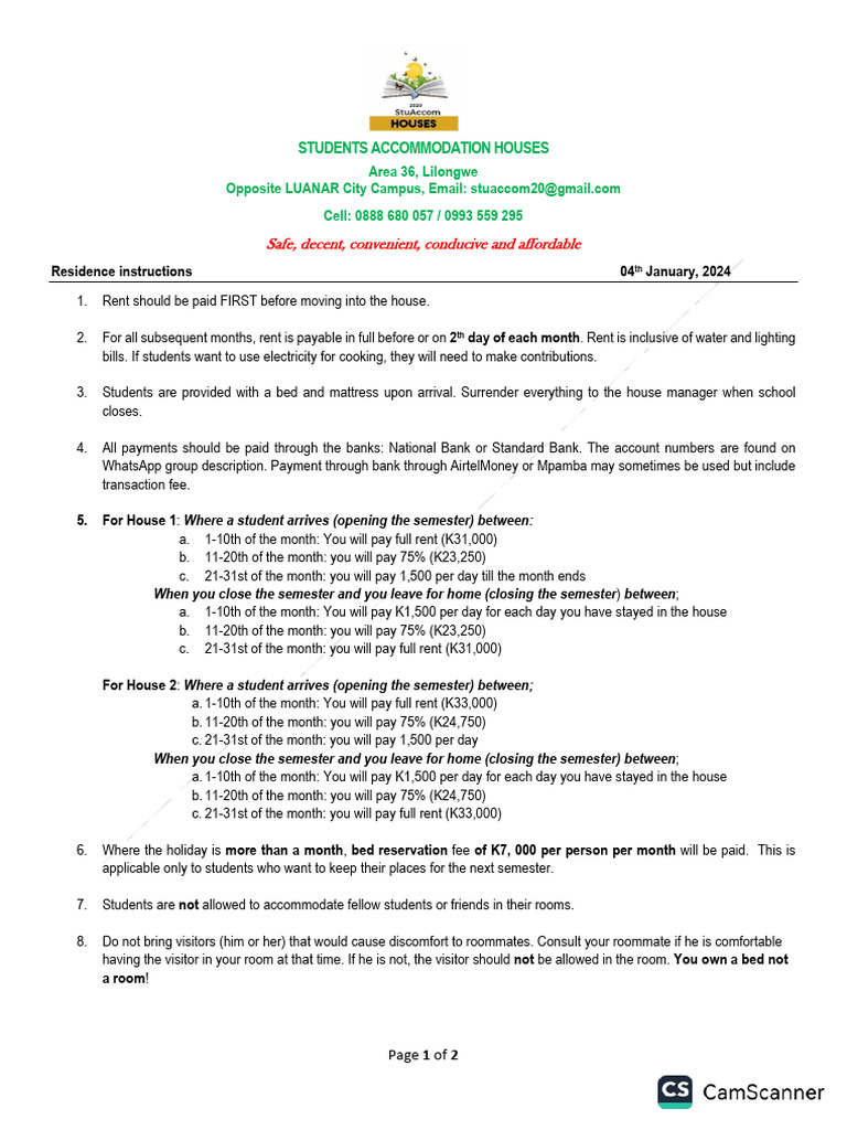 04.01.2024 A36 Students House Instructions | PDF