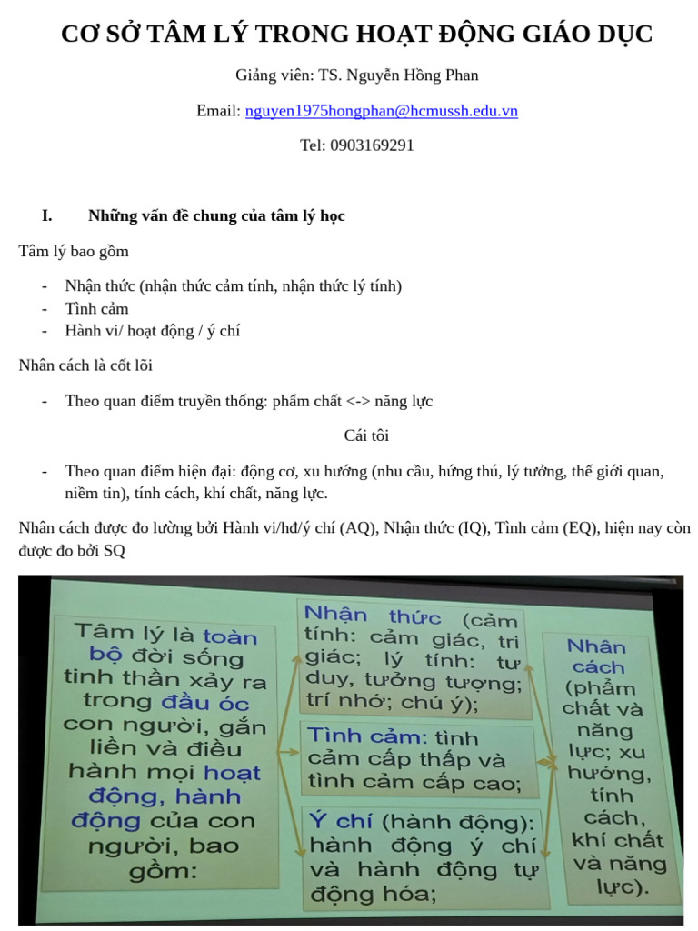 Cơ S Tâm Lý Trong Ho T Đ NG Giáo D C | PDF