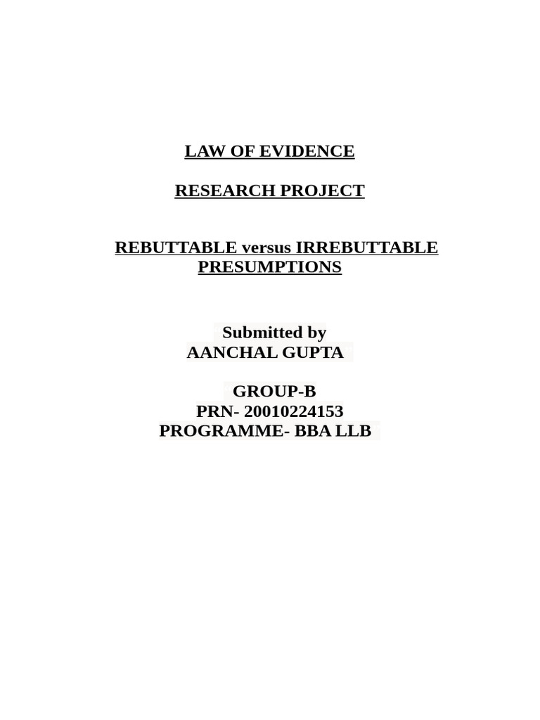 Rebuttable vs Irrebuttable Presumptions | PDF | Burden Of Proof (Law ...