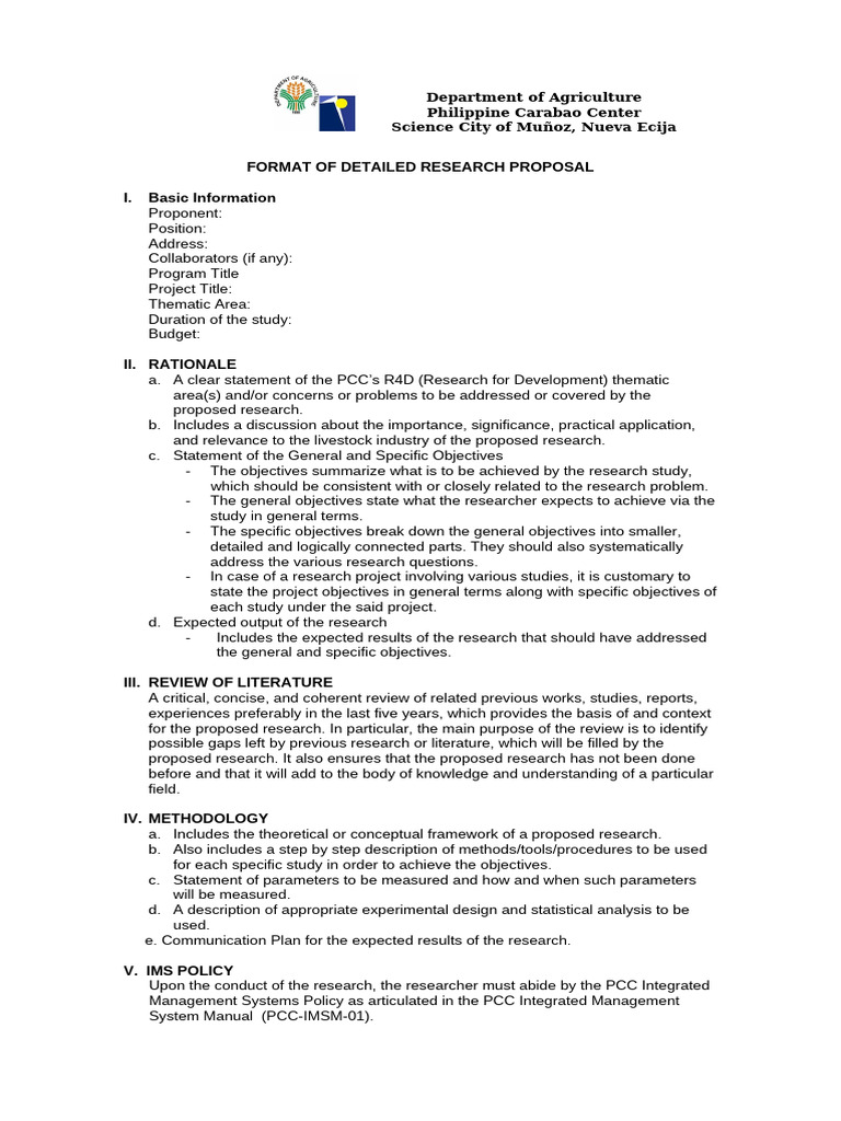 Research Proposal Format for PCC | PDF | Citation | Design Of Experiments