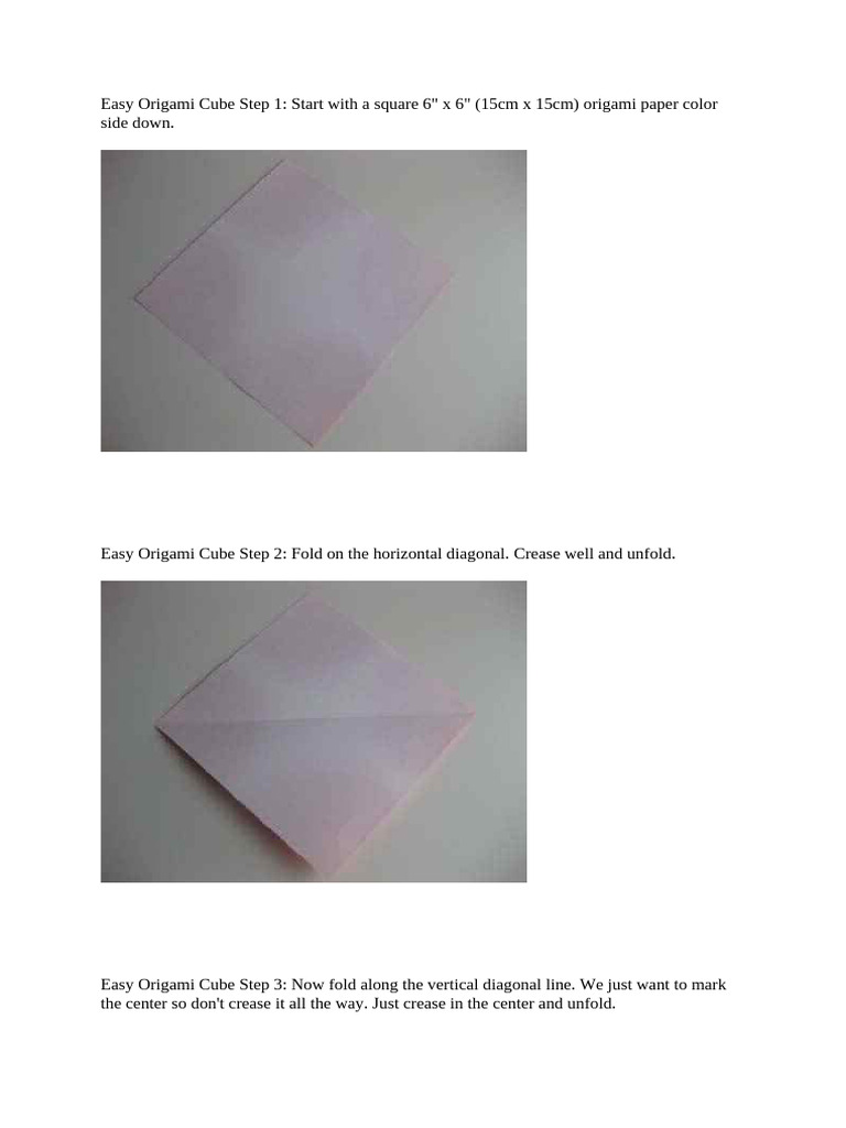 Step-by-Step Easy Origami Cube Guide | PDF | Origami | Euclidean Geometry