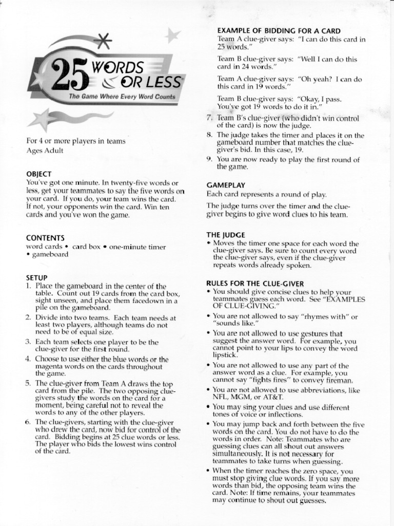 25 Words or Less | PDF