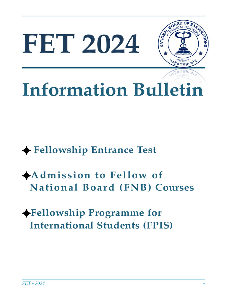 FET 2024: Fellowship Entrance Test Guide | PDF | Doctor Of Medicine ...