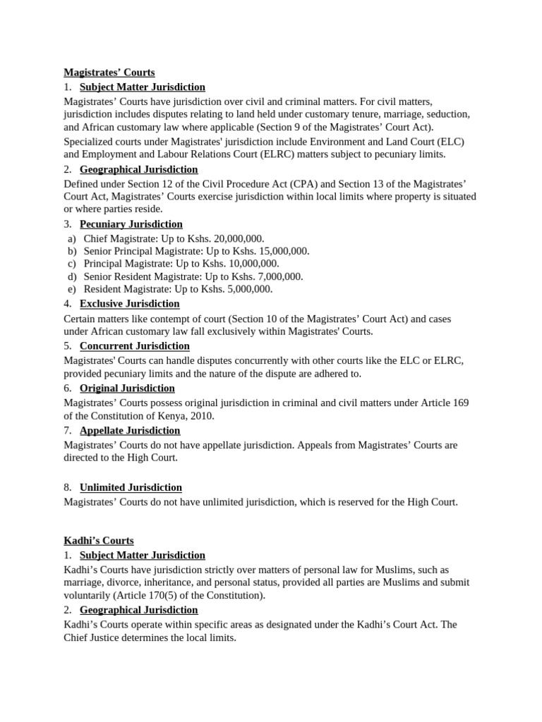 Concurrent Jurisdiction in Magistrates' Courts | PDF | Magistrate ...