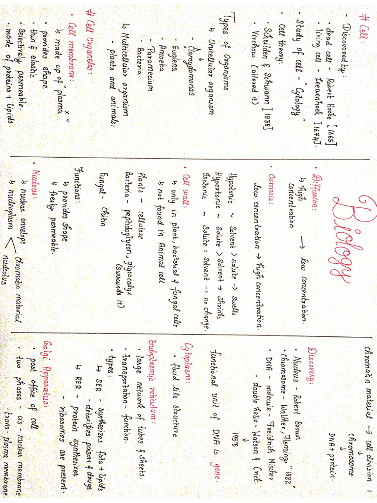 BIOLOGY NOTES @ds | PDF
