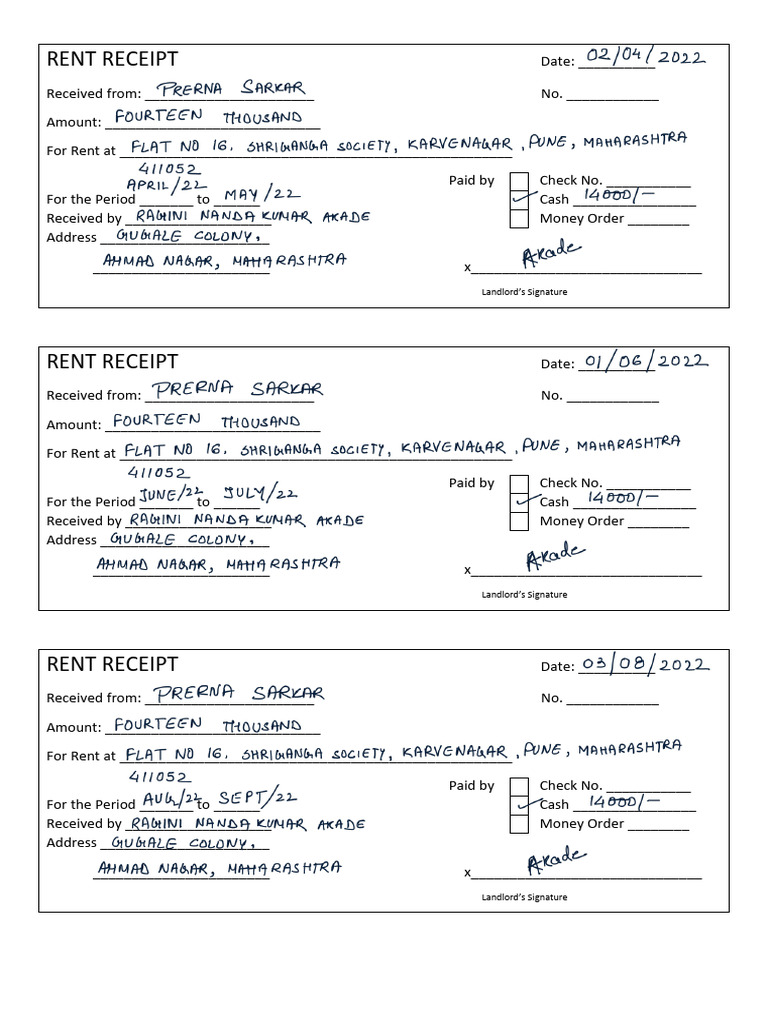 Rent Receipt PDF - 230215 - 173016 | PDF | Money Order | Personal Finance