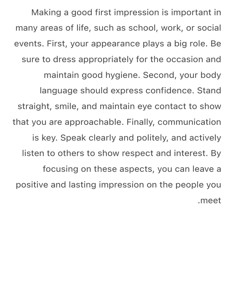 Tips for Making a Great First Impression | PDF