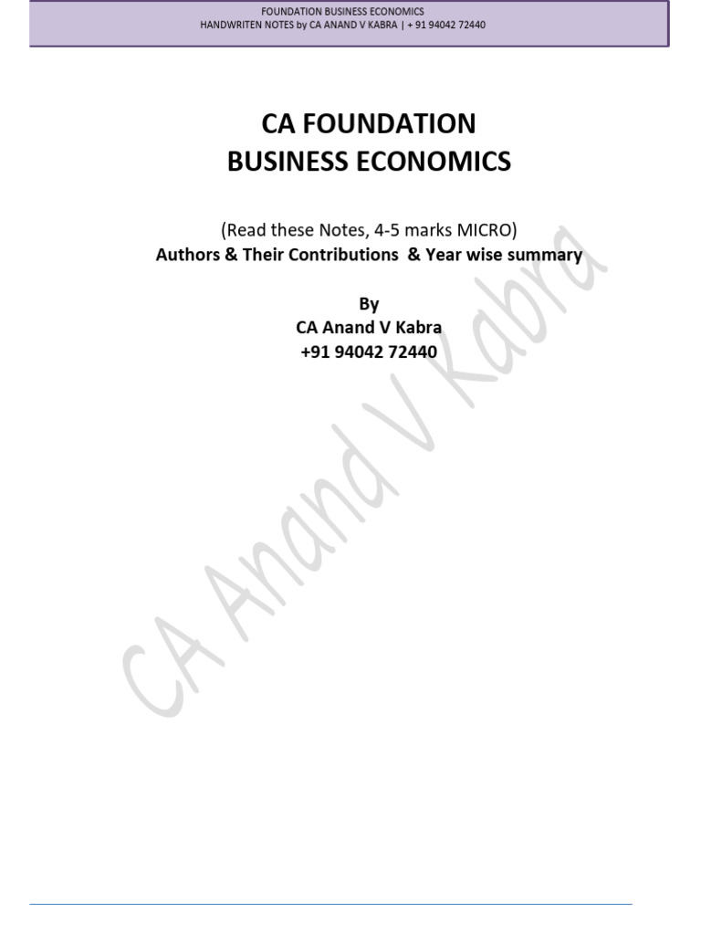 CA Foundation Business Economics Notes | PDF | Economics | Economies