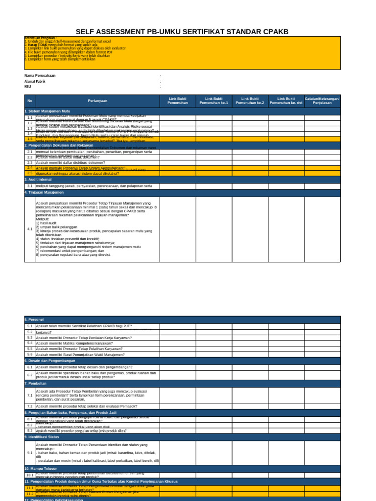 V2 Checklist Self-Assessment CPAKB | PDF