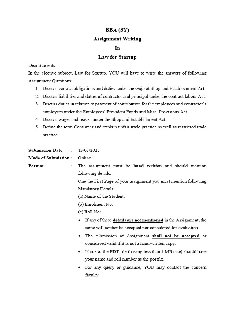 Startup BBA Assignment Work 2025 | PDF