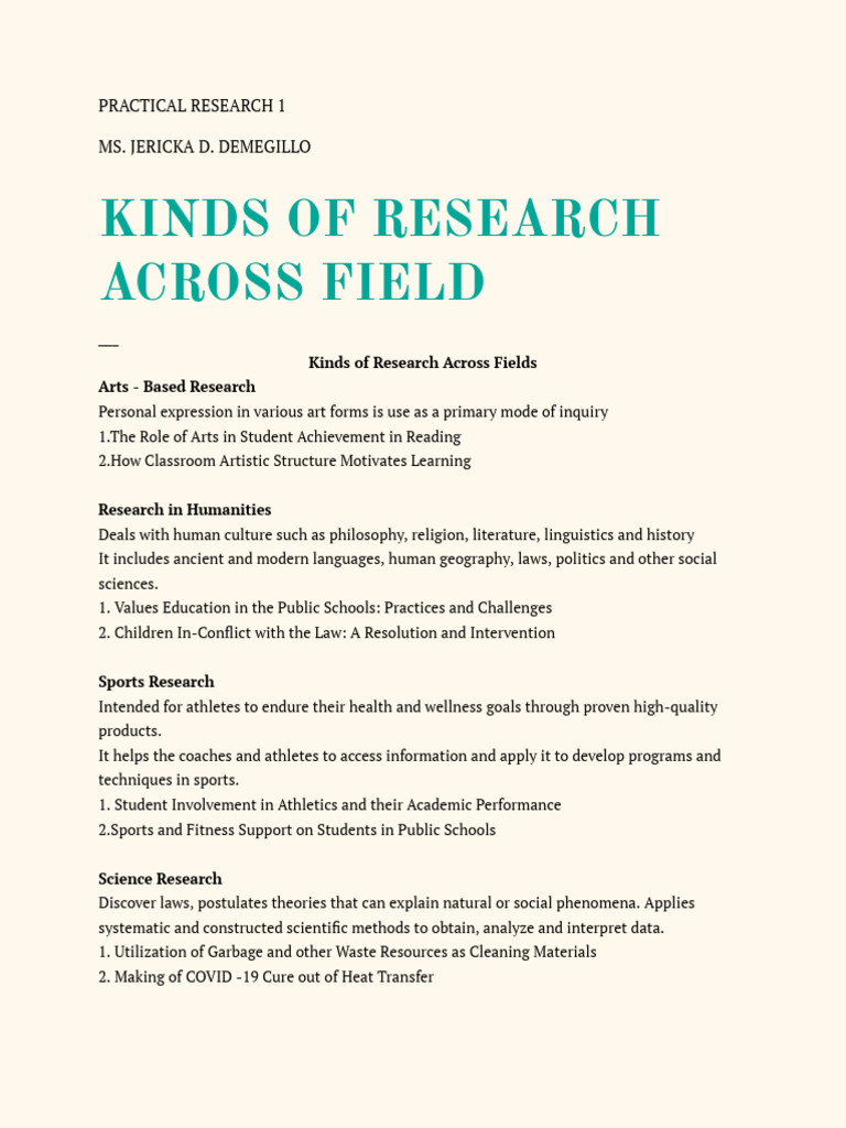Types of Research Across Disciplines | PDF | Qualitative Research ...