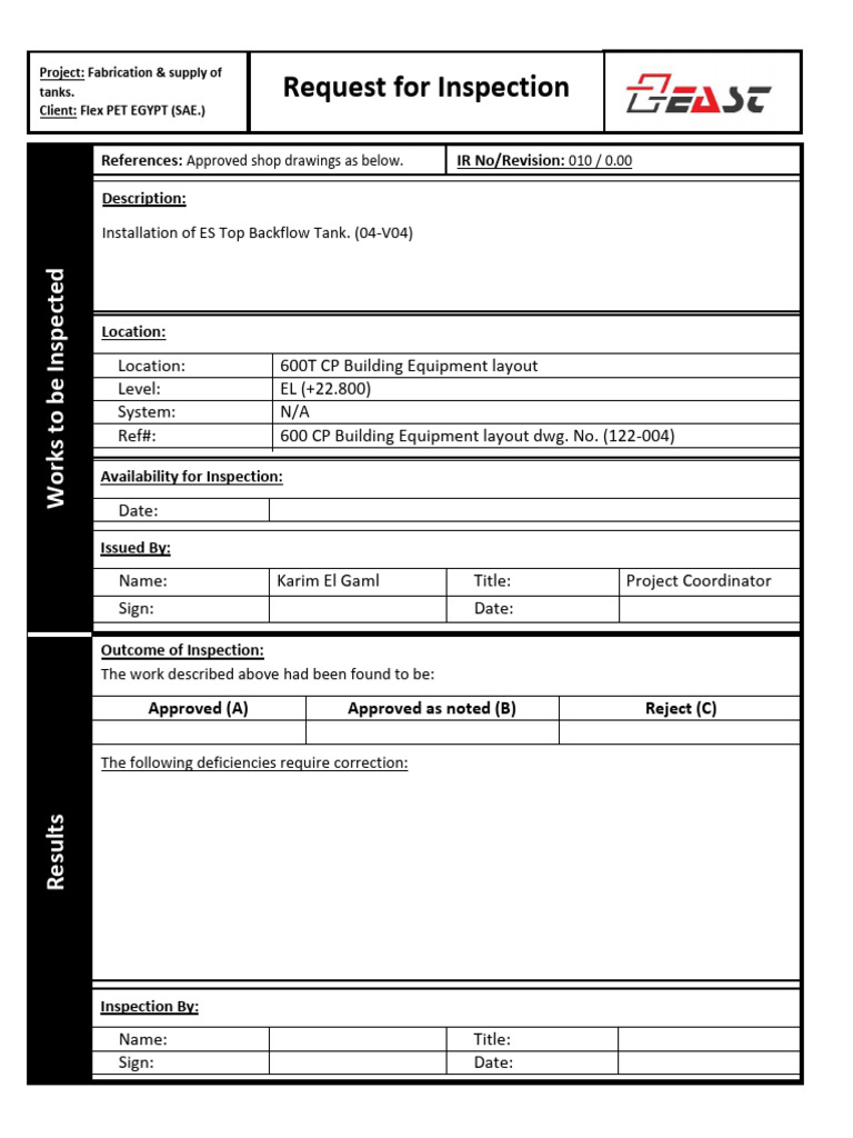 Tank Inspection Report for Flex PET EGYPT | PDF
