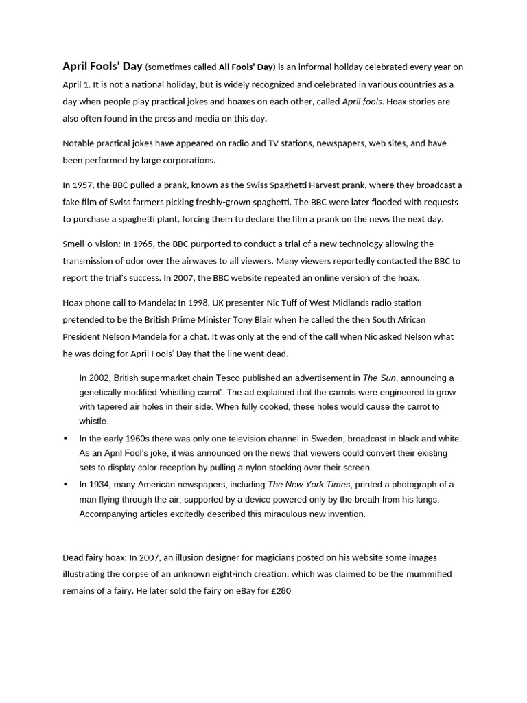 April Fools | PDF | Bbc | Mass Media