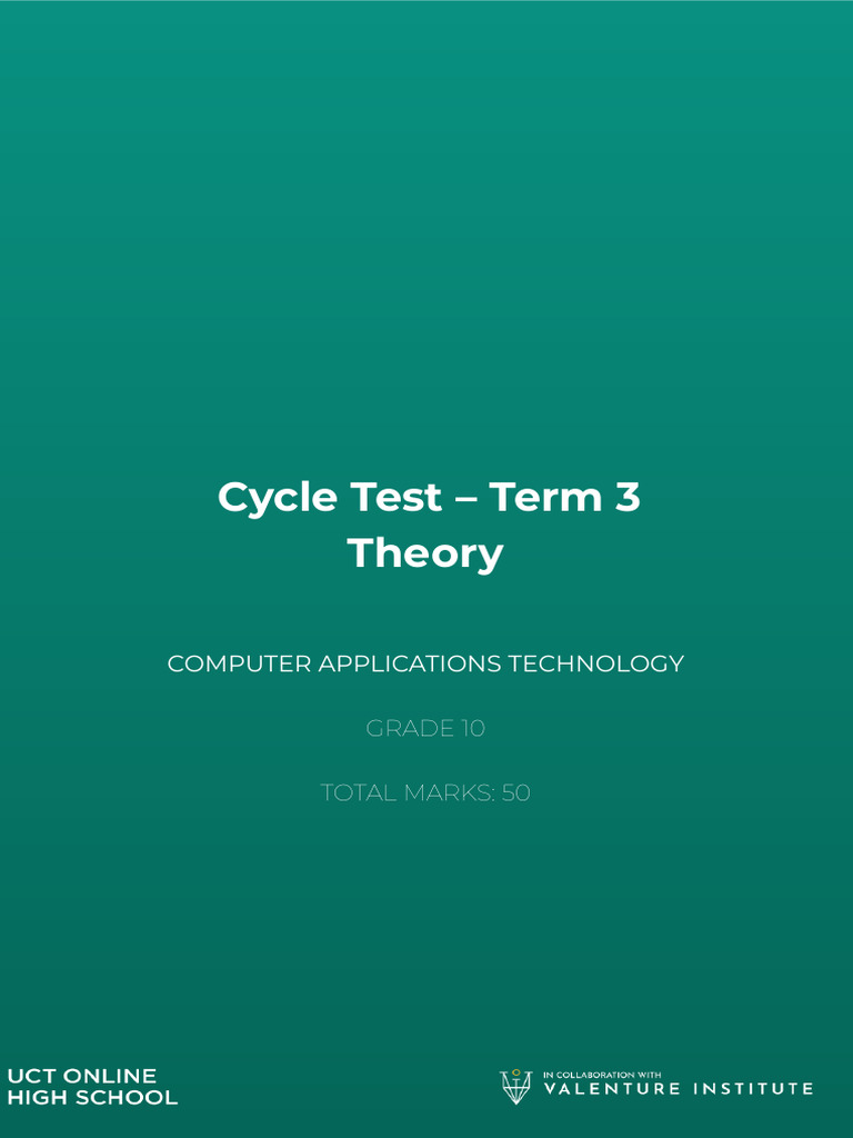 Grade 10 CAT Term 3 Cycle Test | PDF | Graphical User Interfaces | Internet