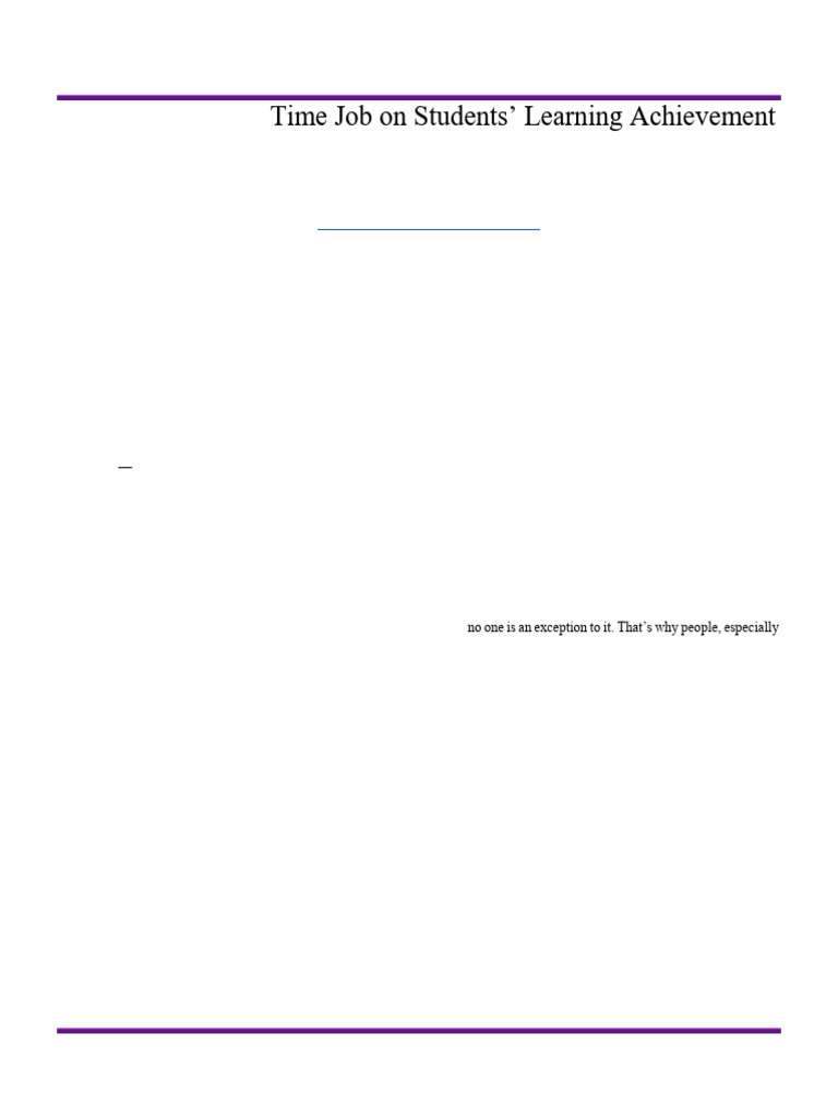 Impact of Part-Time Work on Students' Performance | PDF | Survey ...