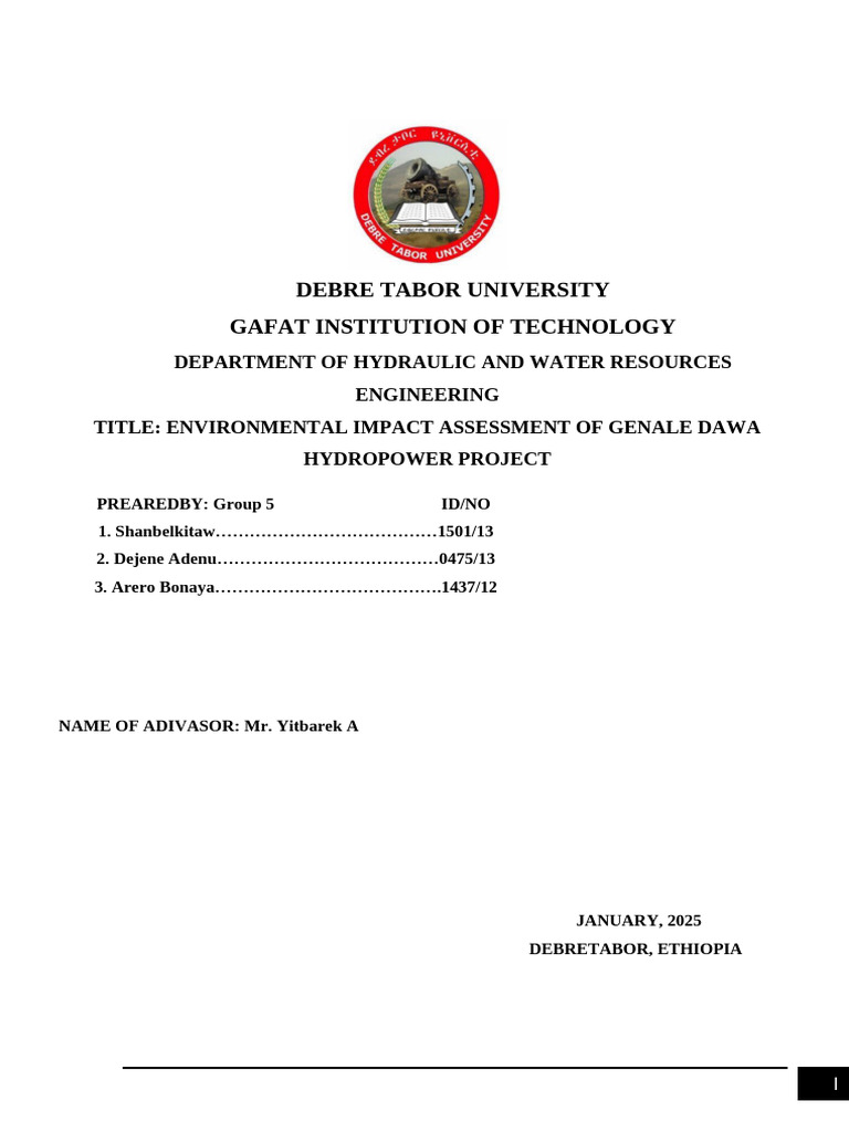 EIA of Genale Dawa Hydropower Project | PDF | Environmental Impact ...