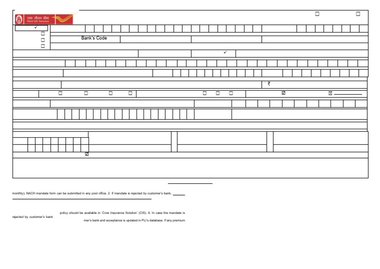 PLI NACH Mandate Form Instructions | PDF | Insurance | Banks