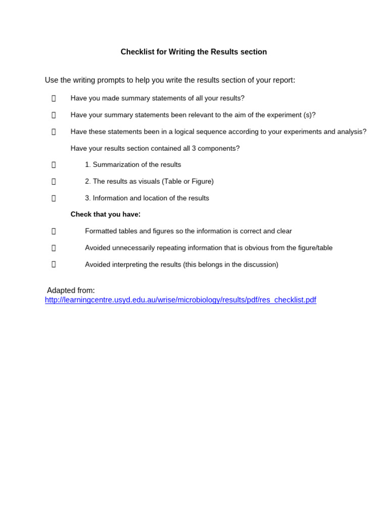 8.4. Checklist - Results | PDF
