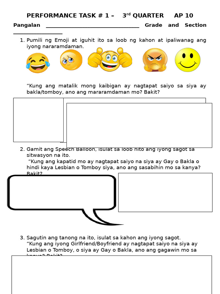 PERFORMANCE TASK 1 3rd QUARTER | PDF