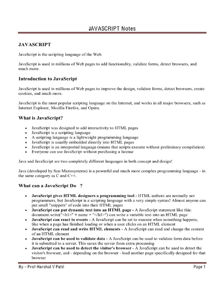 Javascript Notes | PDF