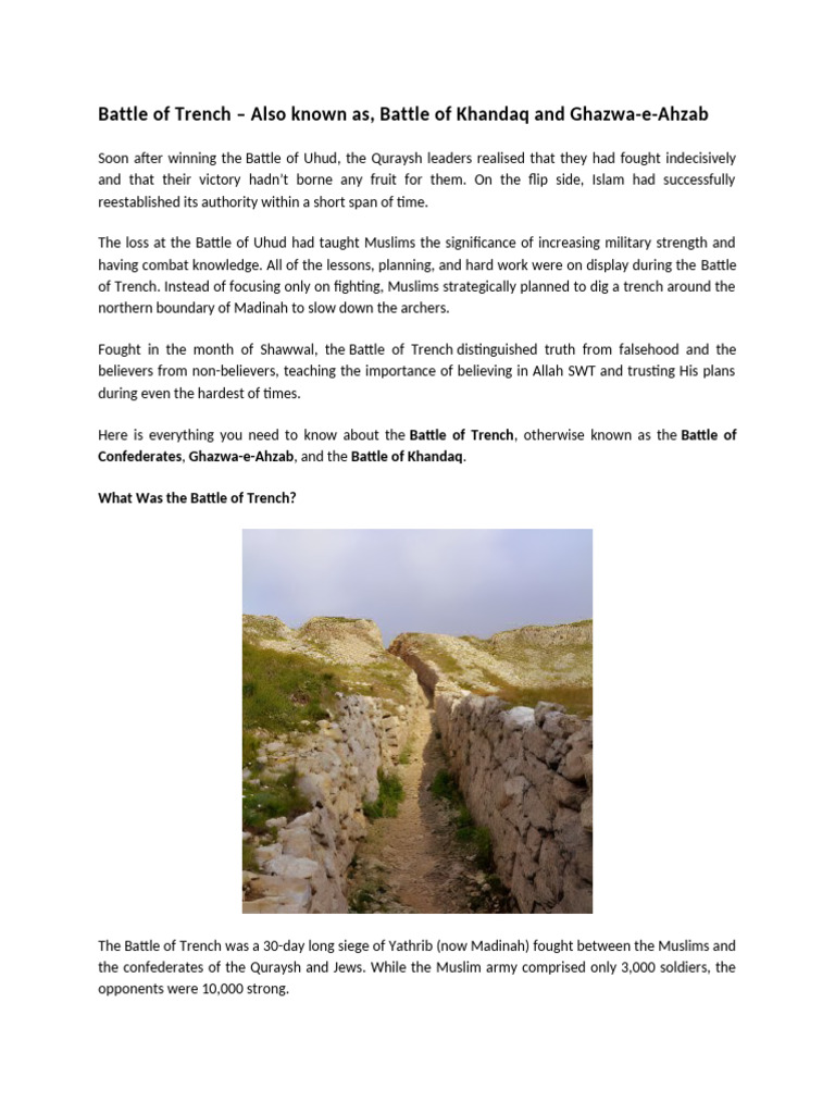 Battle of Trench: Key Events and Impact | PDF | Muhammad | Medina