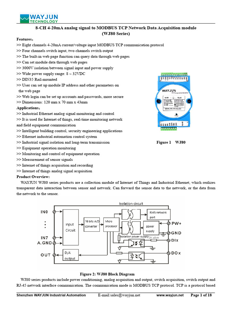 8-Channel MODBUS TCP I/O Module | PDF | Computer Network | Network Switch