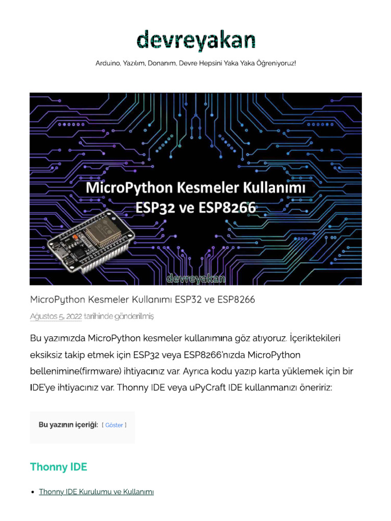 MicroPython Kesmeler Kullanımı ESP32 | PDF
