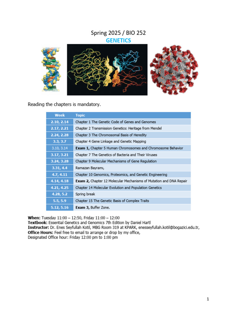 Spring 2025 Genetics Course Syllabus | PDF | Academic Dishonesty | Genetics