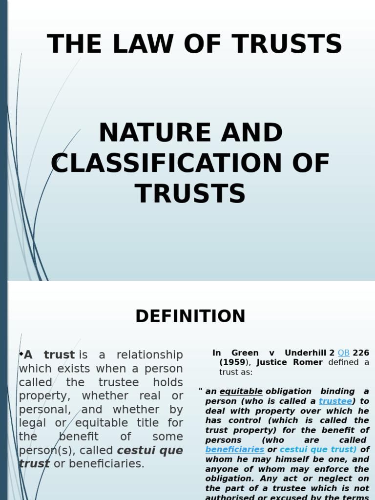 Understanding Trusts: Types and Definitions | PDF | English Trust Law ...