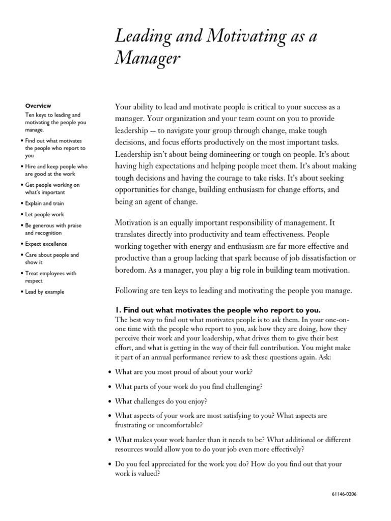 Keys to Effective Management Leadership | PDF | Motivation | Motivational