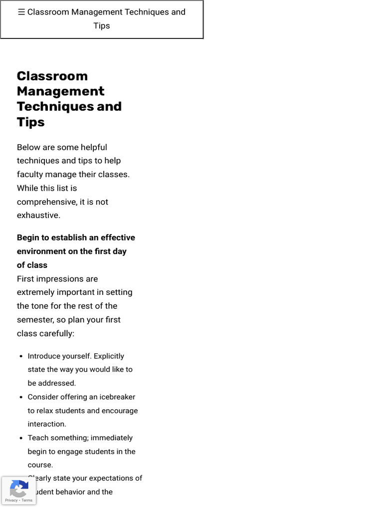 Classroom Management Tips for Educators | PDF | Classroom Management ...