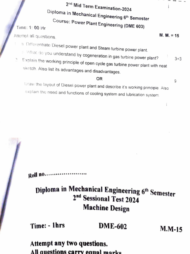 2024 Mechanical Engineering Exam Questions | PDF | Stress (Mechanics ...