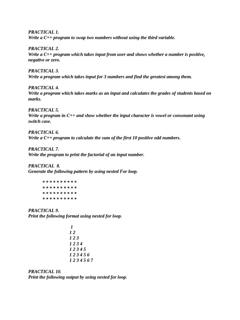 C++ Practical Programming Exercises | PDF | Pointer (Computer ...