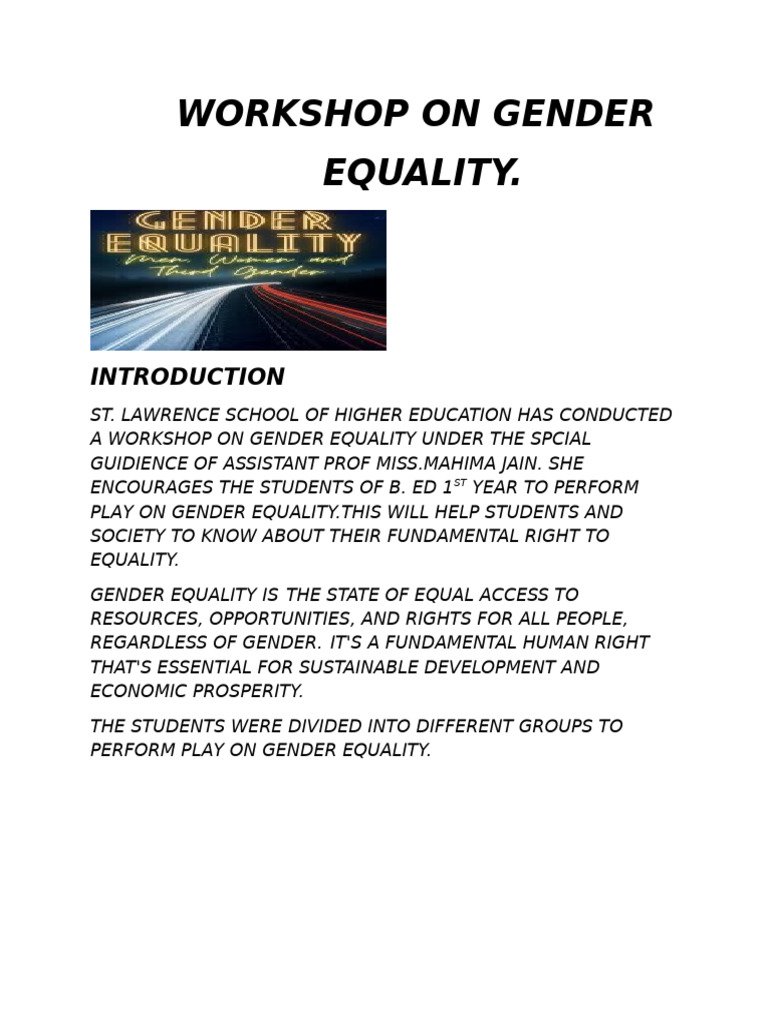 GENDER EQUALITY | PDF | Gender Studies | Gender Equality